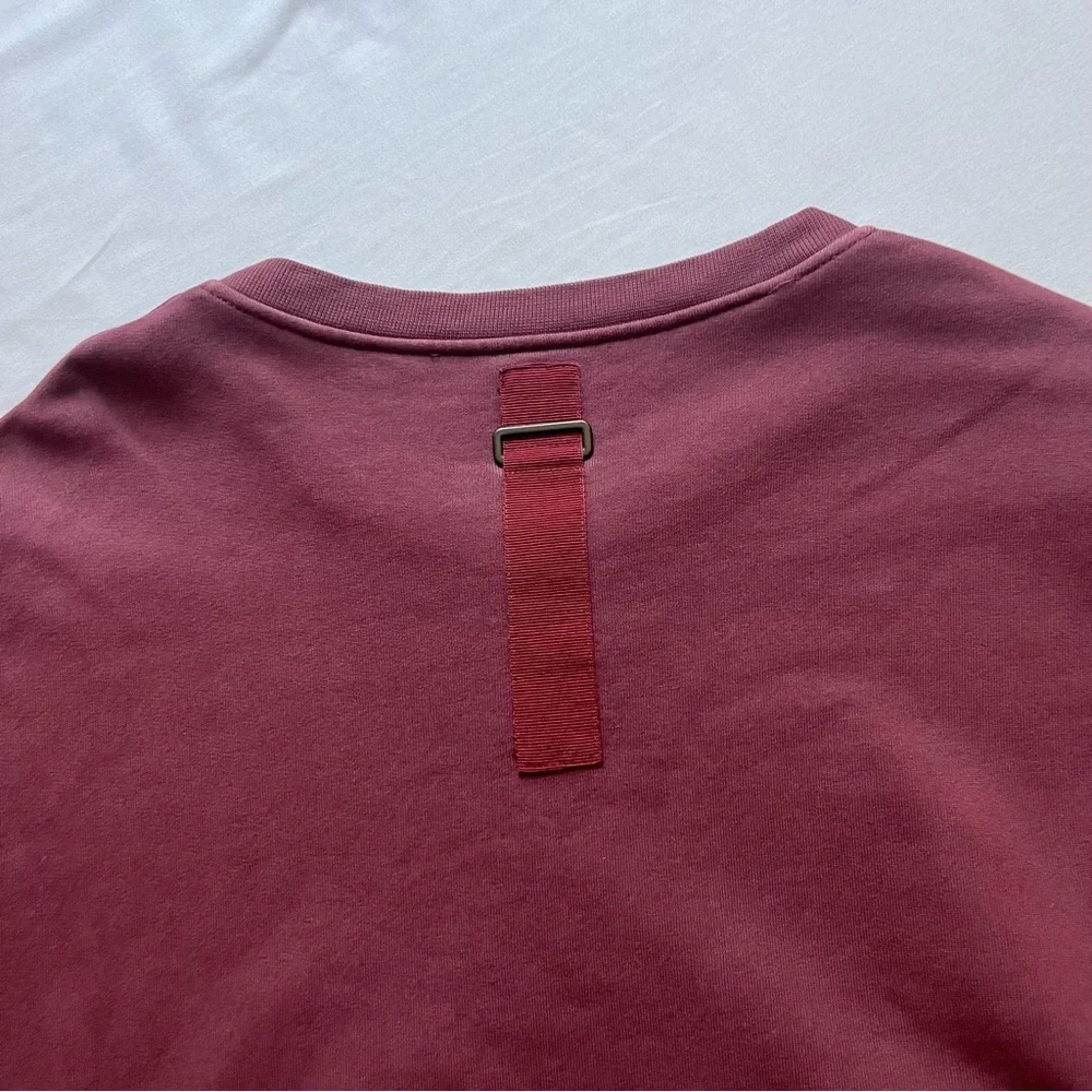 KOMAKINO maroon burgundy skull print graphic crew neck pullover‎ sweater